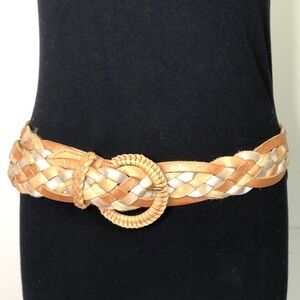 Hollister metallic leather woven belt